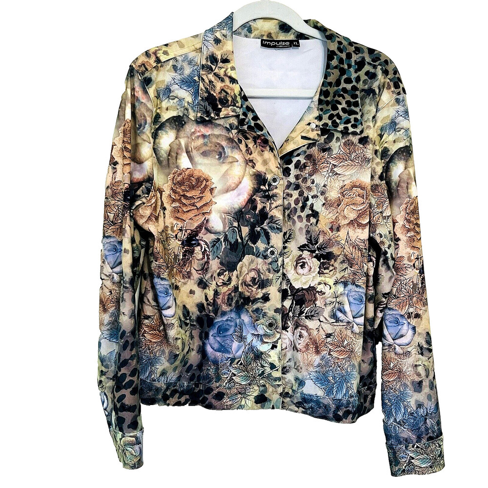 Impulse California - Women's Multi Print Lightweight Jacket Shacket XL
